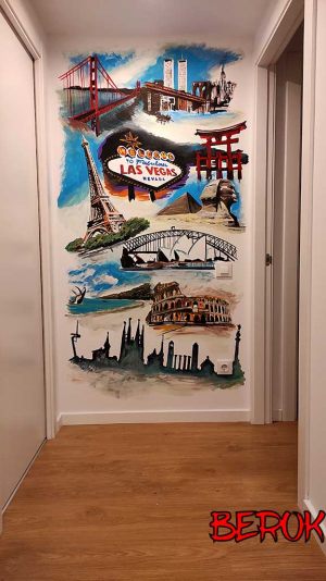Decoracion Mural Comedor Viajes Turisticos Mundo 300x100000
